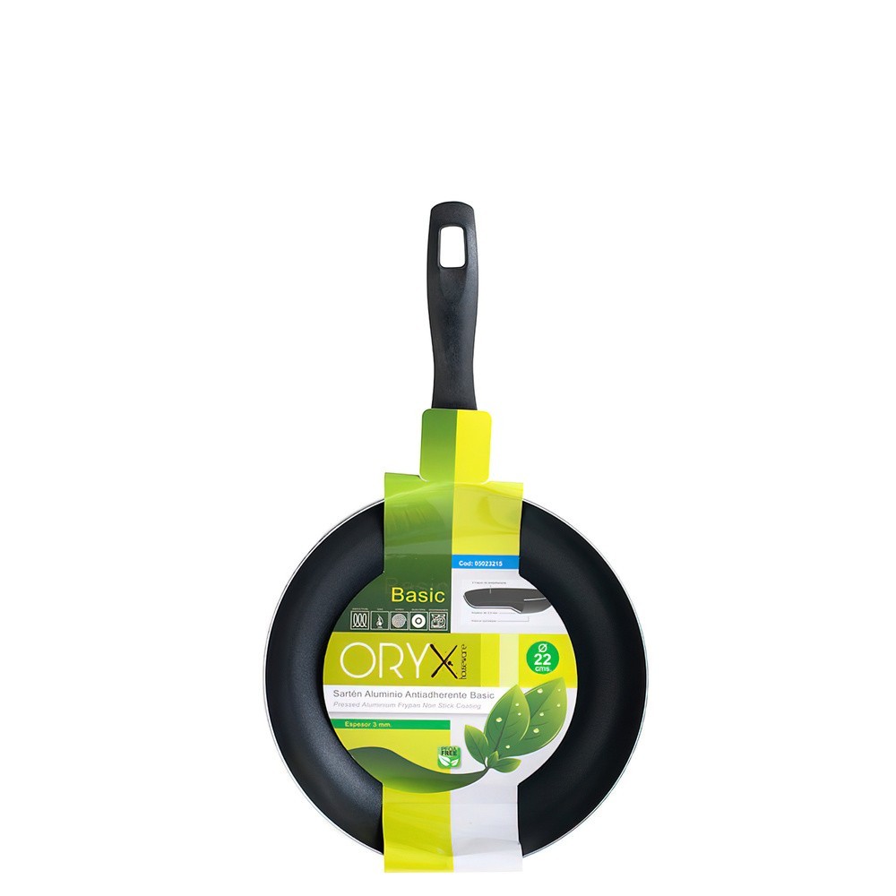 Oryx Sartén Aluminio Antiadherente Basic, Alta Resistencia, Apta Inducción, Libre PFOA, Diámetro 22 cm, Espesor 3 mm, al por May