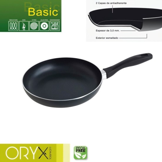 Oryx Sartén Aluminio Antiadherente Basic, Alta Resistencia, Apta Inducción, Libre PFOA, Diámetro 24 cm, Espesor 3 mm, al por May