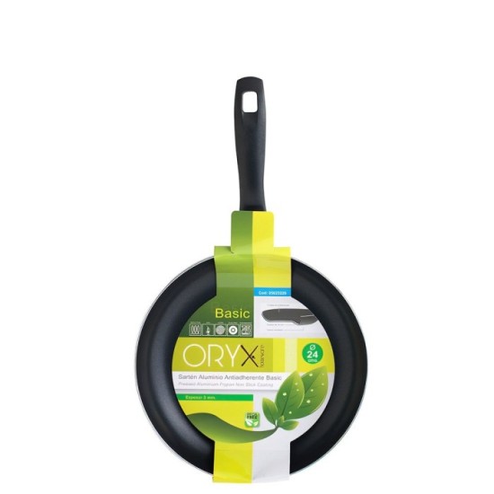 Oryx Sartén Aluminio Antiadherente Basic, Alta Resistencia, Apta Inducción, Libre PFOA, Diámetro 24 cm, Espesor 3 mm, al por May