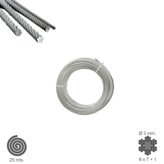 Cable Galvanizado   3 mm, (Rollo 25 Metros) No Elevacion al por Mayor | Almacén de Ferretería