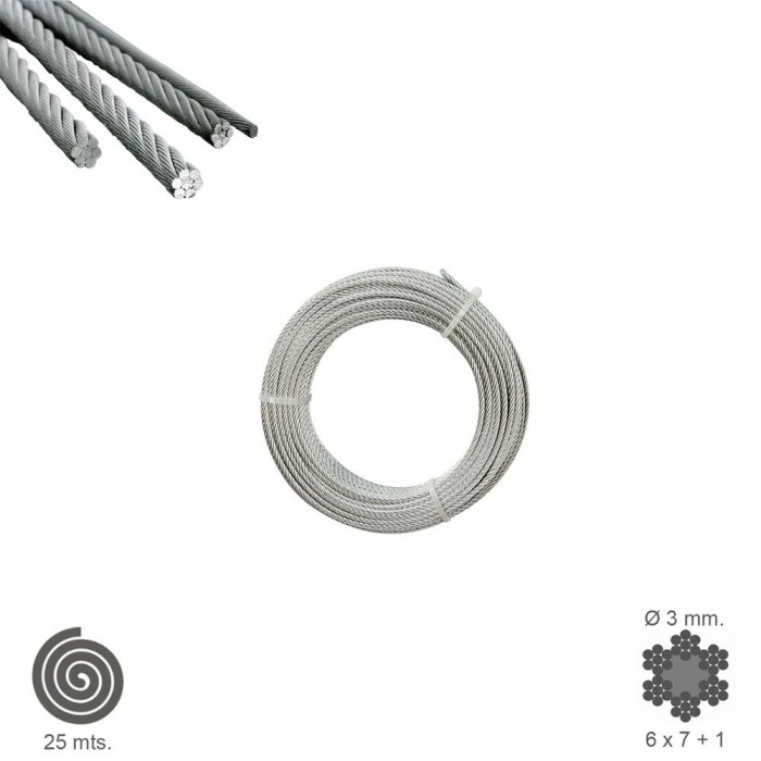 Cable Galvanizado   3 mm, (Rollo 25 Metros) No Elevacion al por Mayor | Almacén de Ferretería