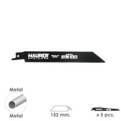 Hoja Para Sierra Sable Metal 152 mm, - 18 TPI Tipo Bosch (5 piezas)