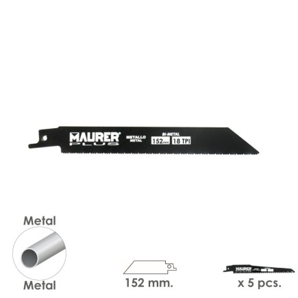 Hoja Para Sierra Sable Metal 152 mm, - 18 TPI Tipo Bosch (5 piezas)