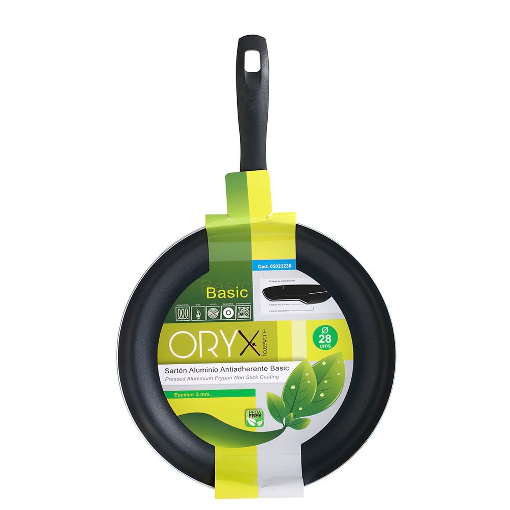 Oryx Sartén Aluminio Antiadherente Basic, Alta Resistencia, Apta Inducción, Libre PFOA, Diámetro 28 cm, Espesor 3 mm, al por May