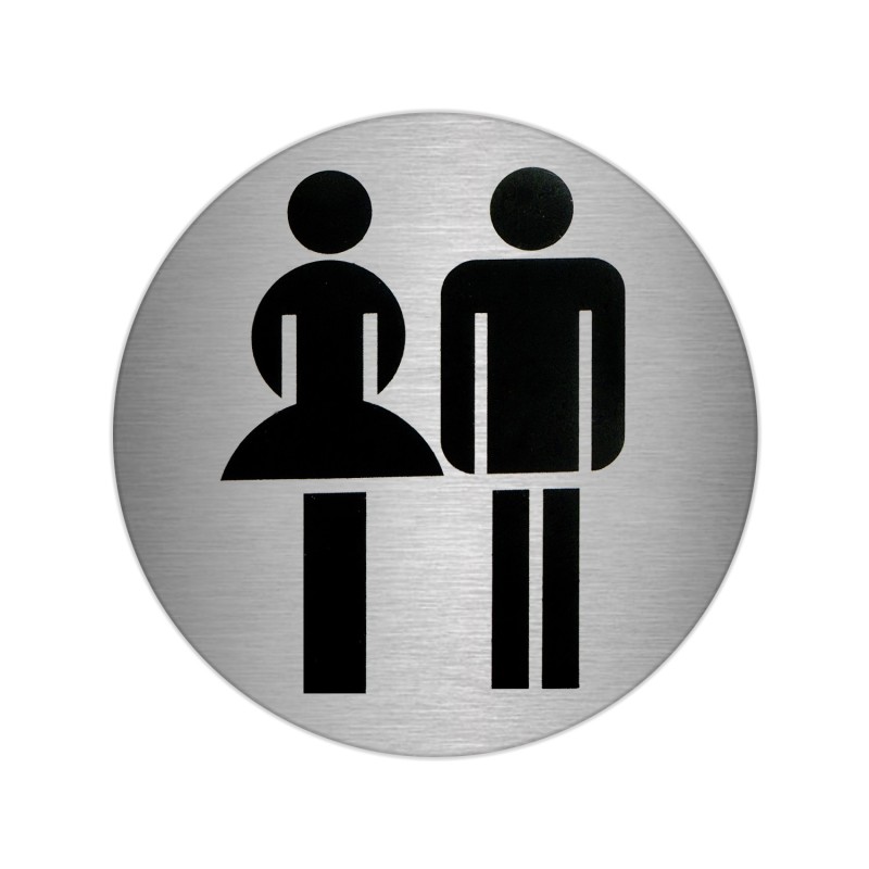 Placa Adhesiva Baño "Mujer / Hombre" Acero Inoxidable Ø 7 cm,