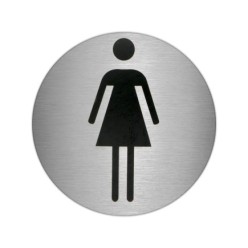 Placa Adhesiva Baño "Mujer" Acero Inoxidable Ø 7 cm,
