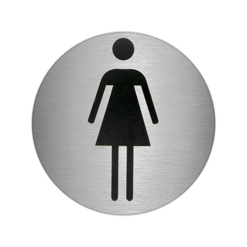 Placa Adhesiva Baño "Mujer" Acero Inoxidable Ø 7 cm,