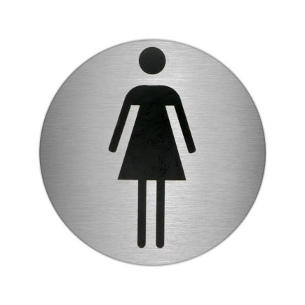 Placa Adhesiva Baño "Mujer" Acero Inoxidable Ø 7 cm,