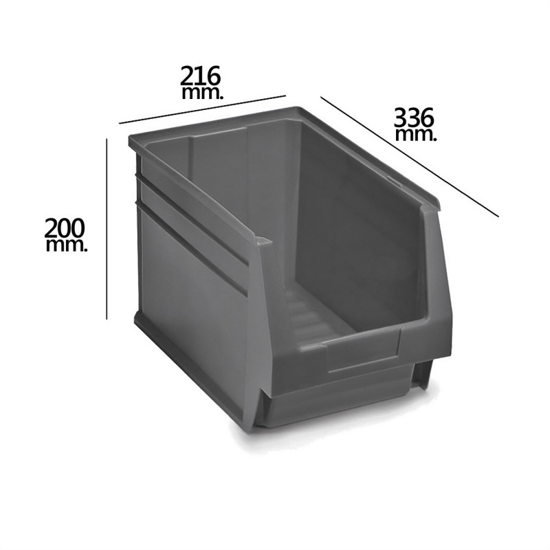 Gaveta Apilable Almacenamiento Gris Nº55 336x216x200 mm,  (3/6)