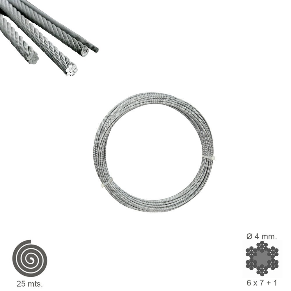 Cable Galvanizado   4 mm, (Rollo 25 Metros) No Elevacion al por Mayor | Almacén de Ferretería