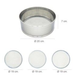 Harinero Tamizador Acero Inoxidable Ø 20 cm, Con 3 Mallas Intercambiables