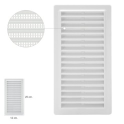 Rejilla Plastico Empotrar Con Malla Posterior 25x12 cm,