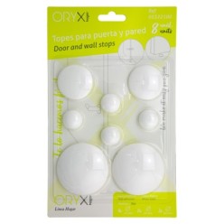 Topes Adhesivos para Paredes / Puertas / Ventanas / Mobiliario 2 x Ø 60 mm, / 2 x 40 mm, / 4 x 22 mm, (Blister 8 piezas)
