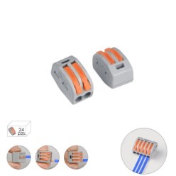 Regleta Conexion Rapida, Conexion Electrica 2 Polos, Ø 4 mm, 32 A, Paquete 24 Unidades