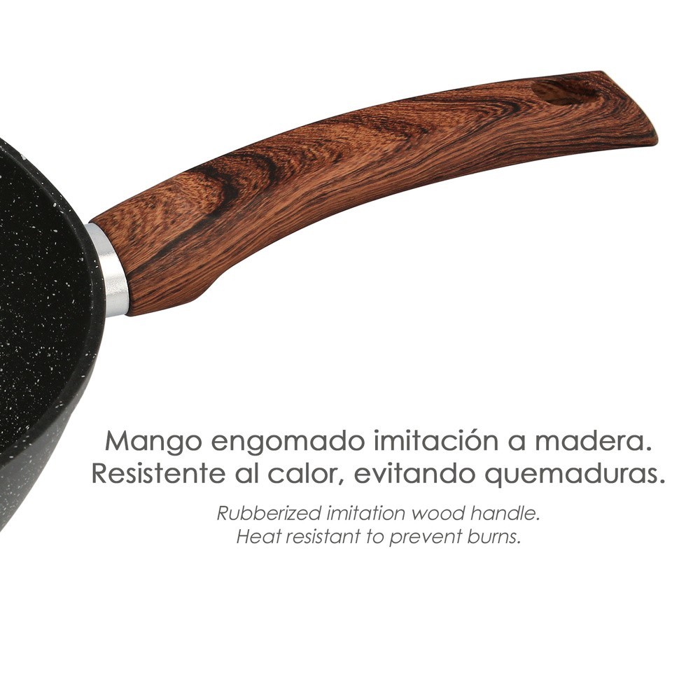 Sarten Aluminio Forjado Antiadherente Ø 28 x 5,5 cm, Mango Engomado / 5 capas / Acabado Piedra / Apta Para Todo Tipo de Cocinas 