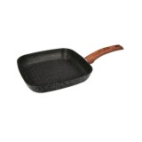 Sarten Aluminio Forjado Antiadherente 24x24x4,5 cm, Mango Engomado / 5 capas / Acabado Piedra / Todo Tipo de Cocinas / Grill al 