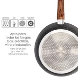 Sarten Aluminio Forjado Antiadherente Ø 24 x 7 cm, Mango Engomado / 5 capas / Acabado Piedra / Apta Para Todo Tipo de Cocinas al