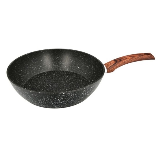 Sarten Honda Aluminio Forjado Antiadherente Ø 28x7,5 cm, Mango Engomado / 5 capas / Acabado Piedra / Para Todo Tipo de Cocinas a