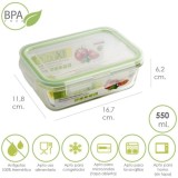 Recipiente Hermetico Cristal Rectangular 550 ml, 16,7 x 11,8 x 6,2 (alt) cm, al por Mayor | Almacén de Ferretería