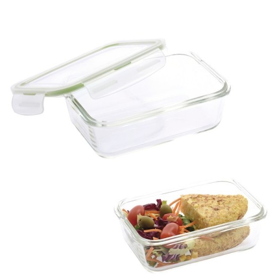 Recipiente Hermetico Cristal Rectangular 850 ml, 19,5 x 13,3 x 6,7 (alt) cm, al por Mayor | Almacén de Ferretería
