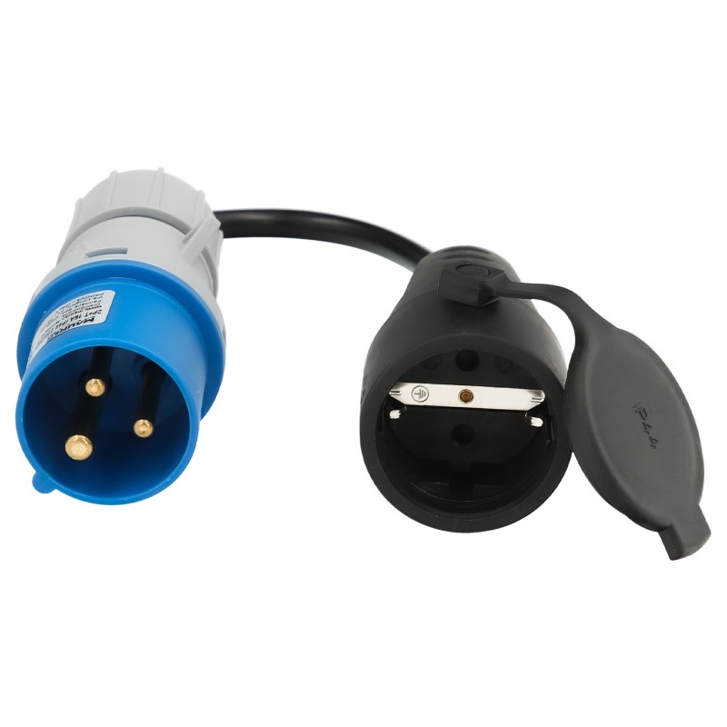 Adaptador de clavija CEE a Schuko, 2 polos + Tierra, Max, 16A, 230V