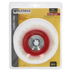 Cepillo Taza Con Alambre De Acero Latonado Rosca M14, Ø 120 mm, Alambre de Ø 0,30 mm,