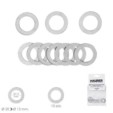 Adaptadores / Reductores Disco Corte Madera Ø 20 a Ø 13 mm, (Bolsa 10 piezas)