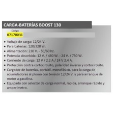 Cargabaterias Boost-130  Con Arrancador 12/24 V, 120-320 Amperios