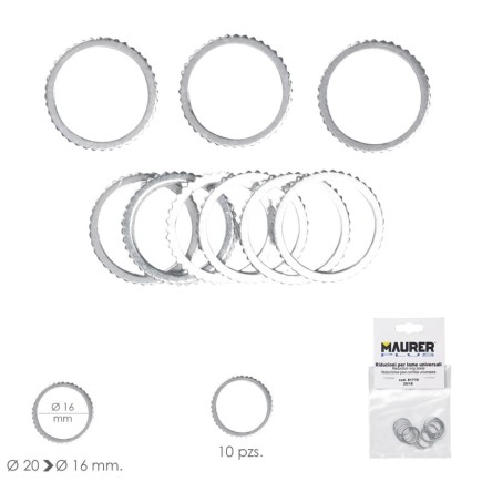Adaptadores / Reductores Disco Corte Madera Ø 20 a Ø 16 mm, (Bolsa 10 piezas)