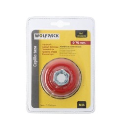 Cepillo Taza Con Alambre De Acero Trenzado Rosca M14, Ø 75 mm, Alambre de Ø 0,50 mm,