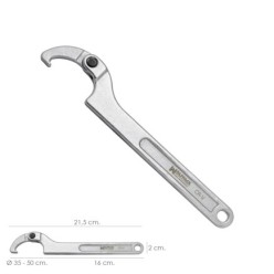 Llave De Gancho Articulada Para Tuberias Ø 35 a 50 mm,