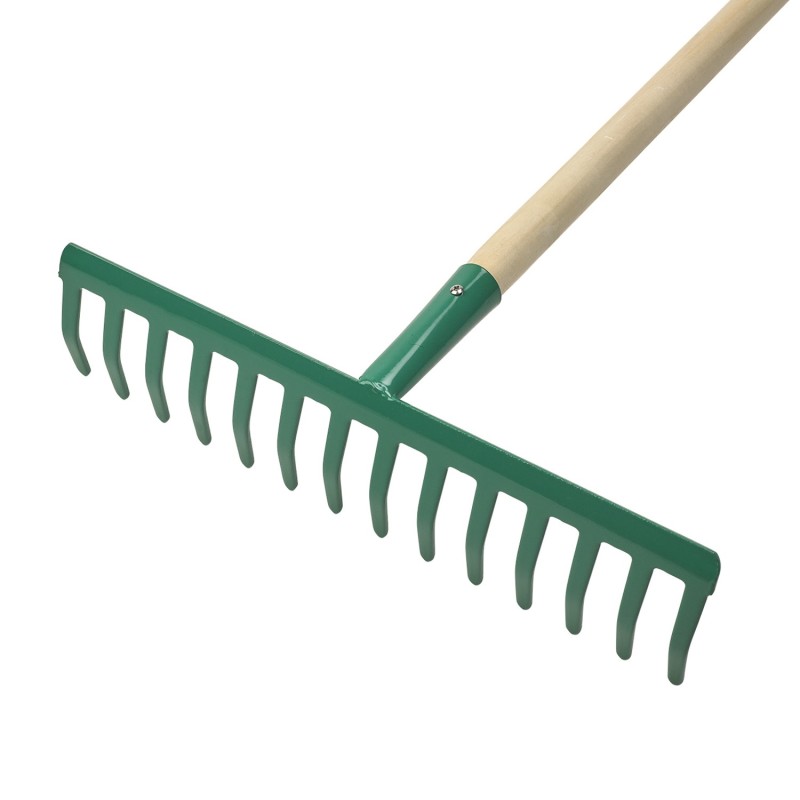 Rastrillo Jardin 14 Puas Mango De Madera 130 cm,