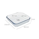 Fuente Horno Cristal Borosilicato Cuadrada 1,8 L, 20,7x20,7 cm, Ideal Meclas, Ensaladas, Postres, Cocina, Resposteria, Libre BPA