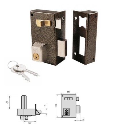 Cerradura Cvl 756A / 60 / Hierro Esmaltado Izquierda Cilindro 70 mm,