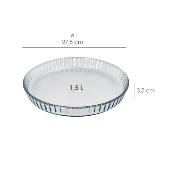 Molde Rizado Horno Cristal Borosilicato Ø 28 cm, Ideal Postres, Cocina, Resposteria, Tartas, Quiche, Libre BPA al por Mayor | Al