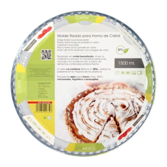 Molde Rizado Horno Cristal Borosilicato Ø 28 cm, Ideal Postres, Cocina, Resposteria, Tartas, Quiche, Libre BPA al por Mayor | Al