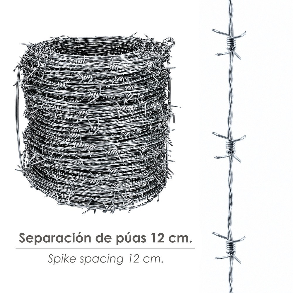 Alambre Espino Galvanizado 100 Metros 4/12 al por Mayor | Almacén de Ferretería