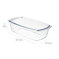 Fuente Cristal Para Horno, 1,5 Litros, Molde Especial Reposteria, 27x14x7 cm,