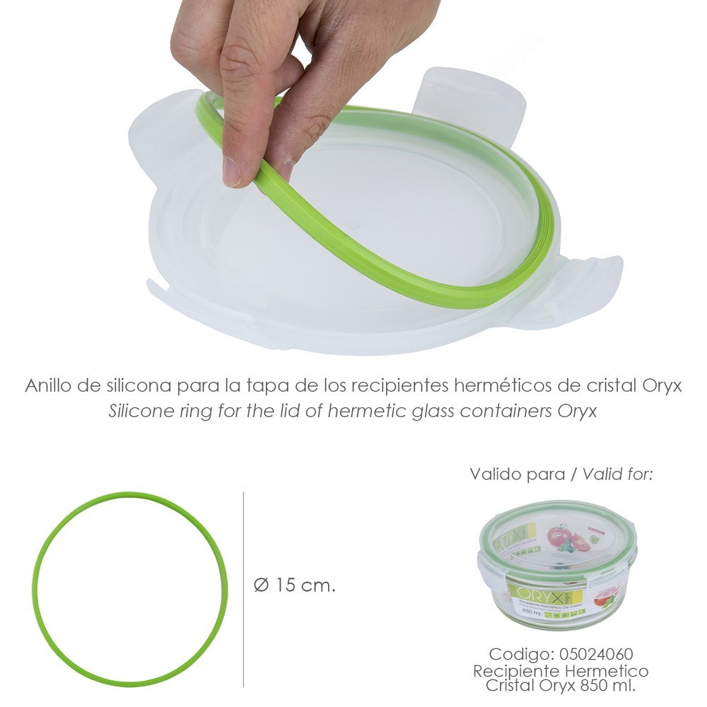 Anillo Silicona Para Recipiente Hermetico Cristal Redondo  850 ml, al por Mayor | Almacén de Ferretería