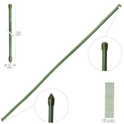 Tutor Varilla Bambú Plastificado Ø 16  - 18 mm, x   210 cm, (Paquete 10 Unidades)