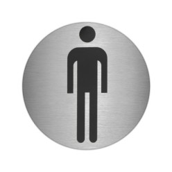 Placa Adhesiva Baño "Hombre" Acero Inoxidable Ø 7 cm,