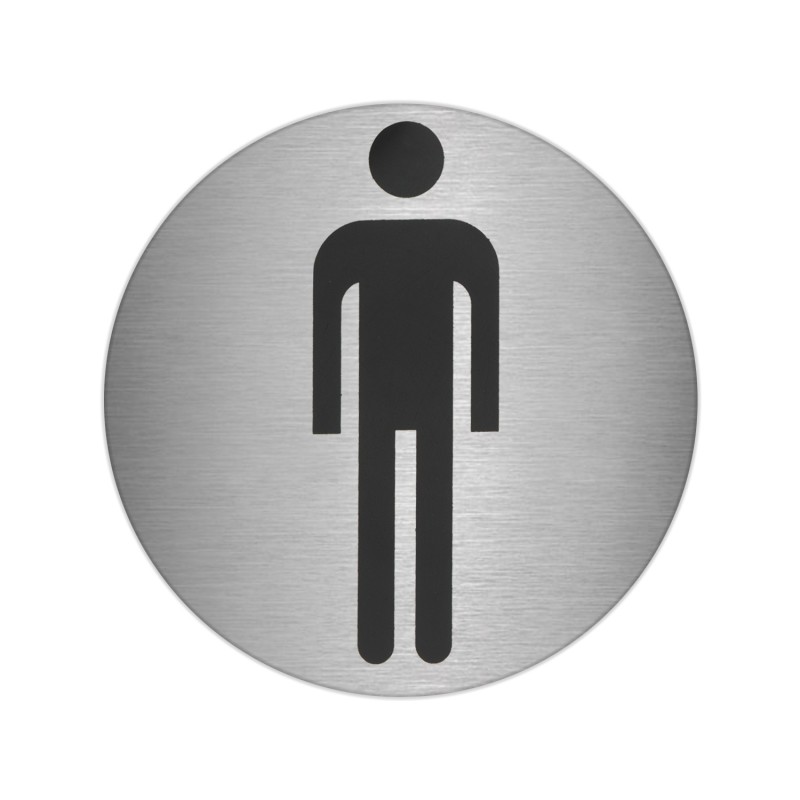 Placa Adhesiva Baño "Hombre" Acero Inoxidable Ø 7 cm,