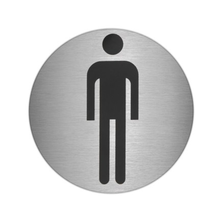 Placa Adhesiva Baño "Hombre" Acero Inoxidable Ø 7 cm,