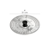 Tapadera Multiusos Acero Inoxidable Ø 21 cm, Uso Tapa Anti Salpicaduras y Escurridor, Tapadera Adpatable Diferentes Medidas al p