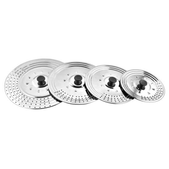Tapadera Multiusos Acero Inoxidable Ø 25 cm, Uso Tapa Anti Salpicaduras y Escurridor, Tapadera Adpatable Diferentes Medidas al p