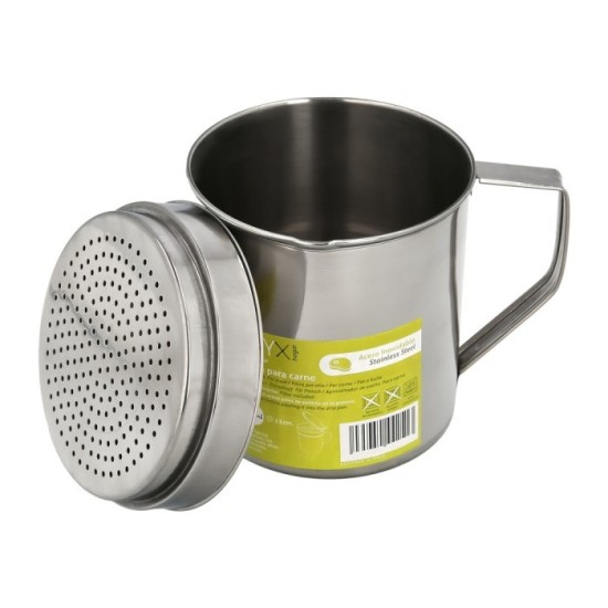 Grasera Acero Inoxidable Para Carne, Aceitera Aceite Usado 1,0 Lts, Con Colador y Tapa, Recipiente Reciclaje Aceite Usado Carne 