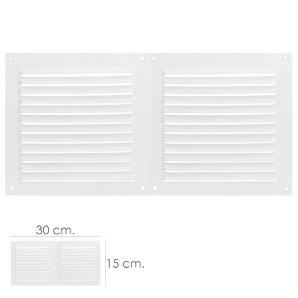 Rejilla Ventilacion Atornillable Doble 30x15 cm, Color Blanca