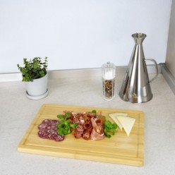Tabla Cortar Cocina Fabricada En Madera De Bambu 100% Con Ranura 32x25,5 cm,Tabla Cortar,Carne Pescado,Verduras,Frutas,Alimentos