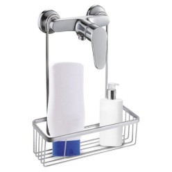Oryx Cestillo De Baño para Colgar De Acero Cromado En Griferia, Gifros, Duchas, Bañeras, Color INOX 30x12x38 (Alt) Cm, Sin Aguje