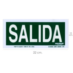 Cartel / Señal Fluorescente Salida 22x10 cm,